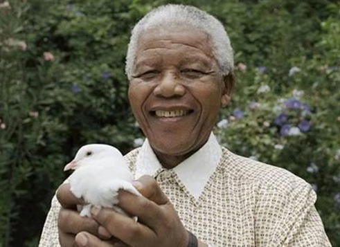 Nelson Mandela y paloma de la paz