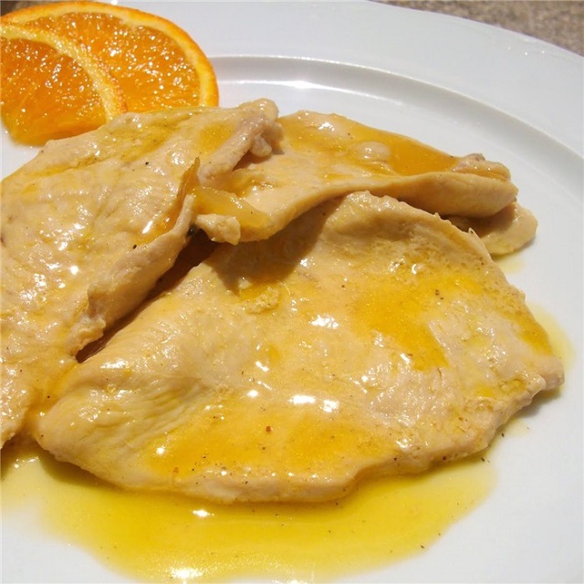 Pechugas de pollo a la naranja dulce