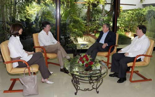 Reunión de los presidentes de Cuba y Colombia