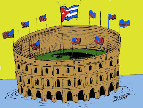 Caricatura - Bloqueo contra Cuba