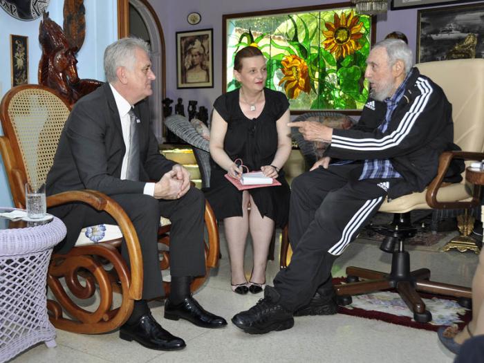 Encuentro de Fidel con el presidente de Serbia