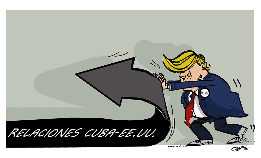 Caricatura Trump, política a Cuba