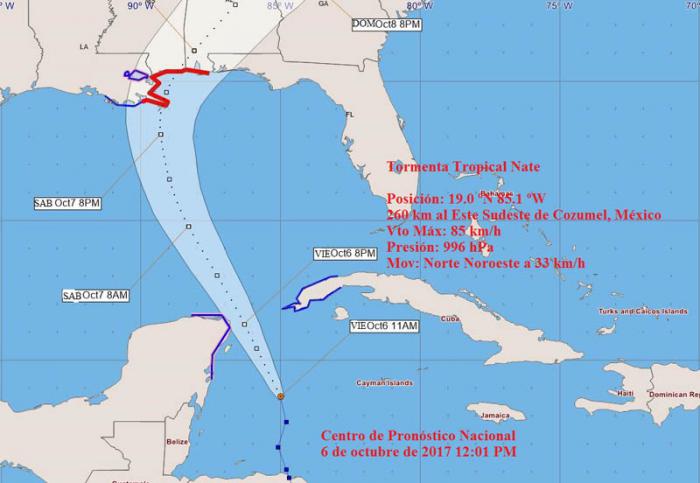 Nate, tormenta tropicl, ubicación viernes Nate, tormenta tropicl, ubicación viernes