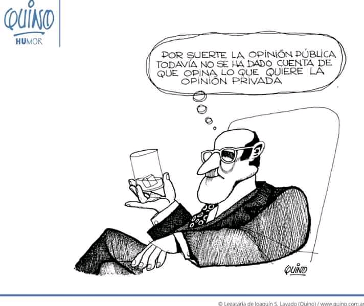 Caricatura de Quino sobre la verdadera cara de la Opinión Pública.
