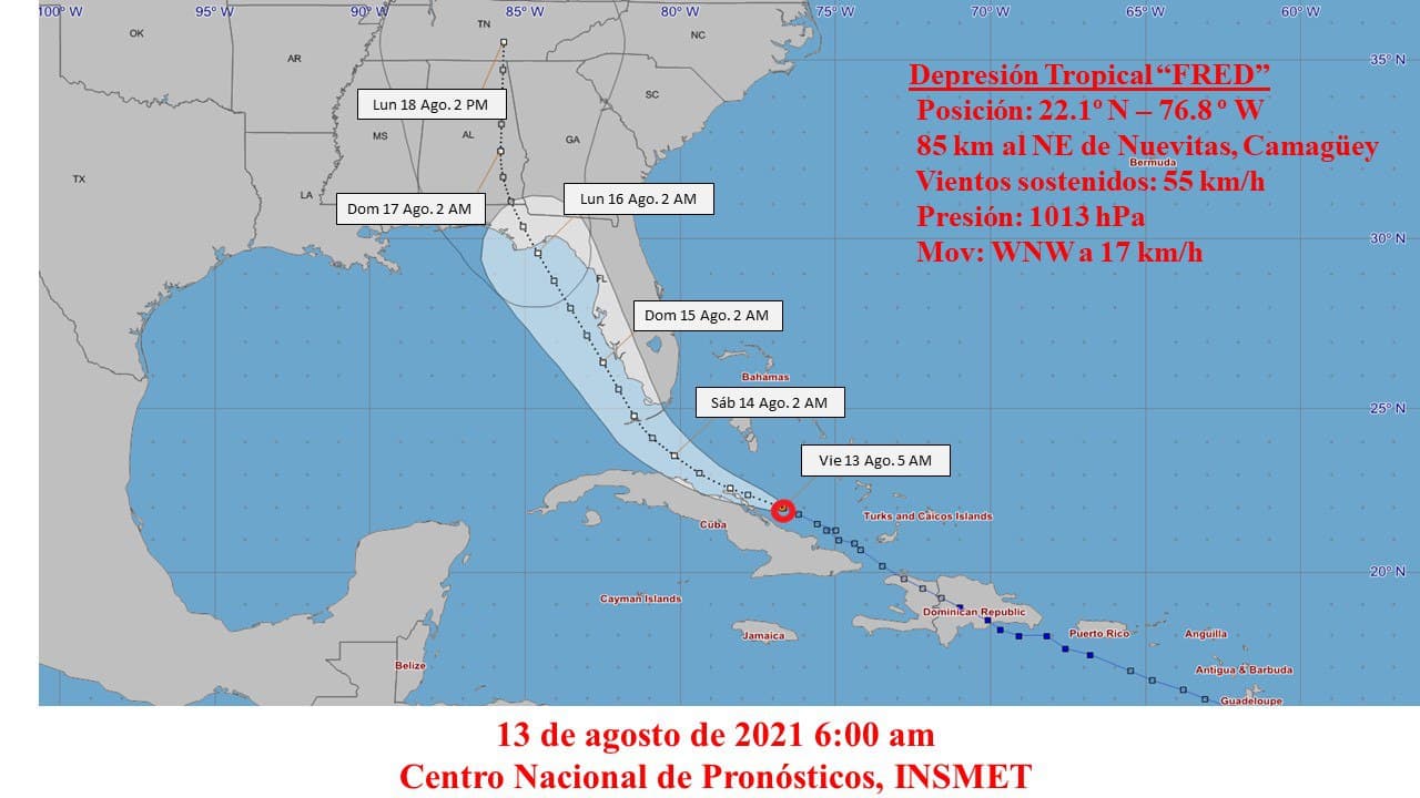 Tormenta tropical Fred 13/08/6:00am Tormenta tropical Fred 13/08/6:00am