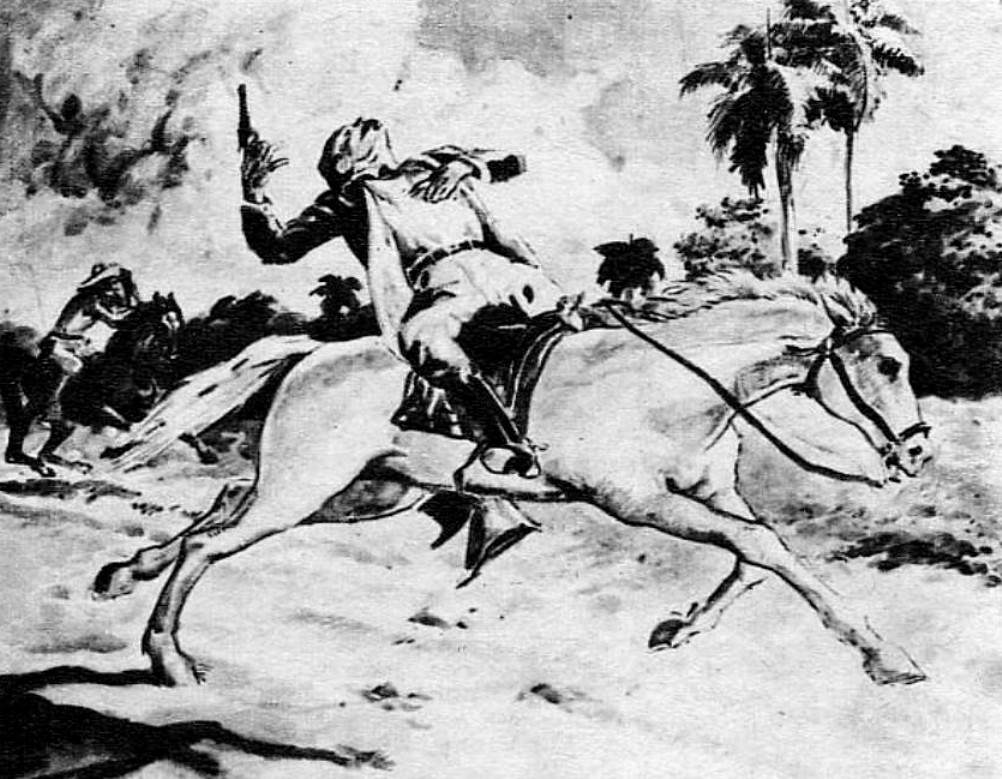 Imagen de la caida en combate de José Martí