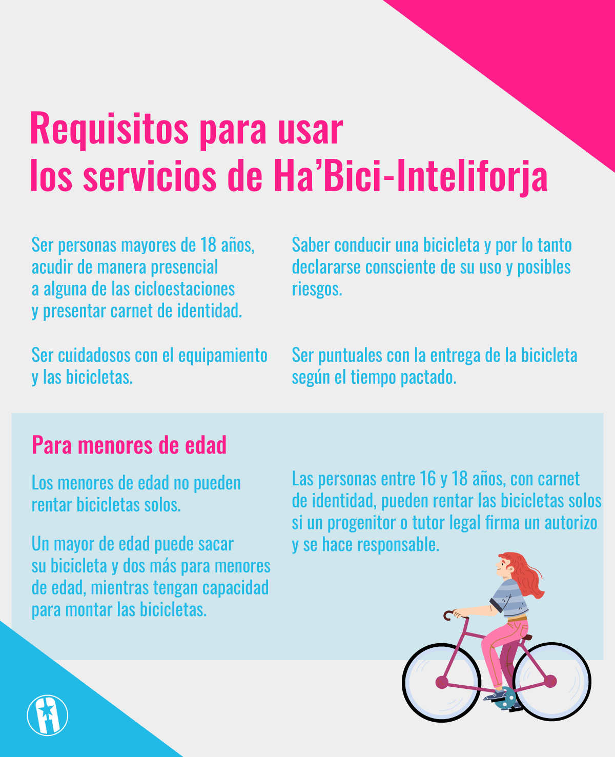 Requisitos para rentar bicicleta en Ha'Bici