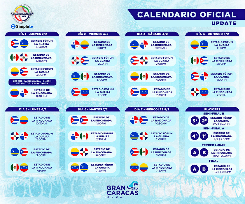 Calendario Serie del Caribe 2023