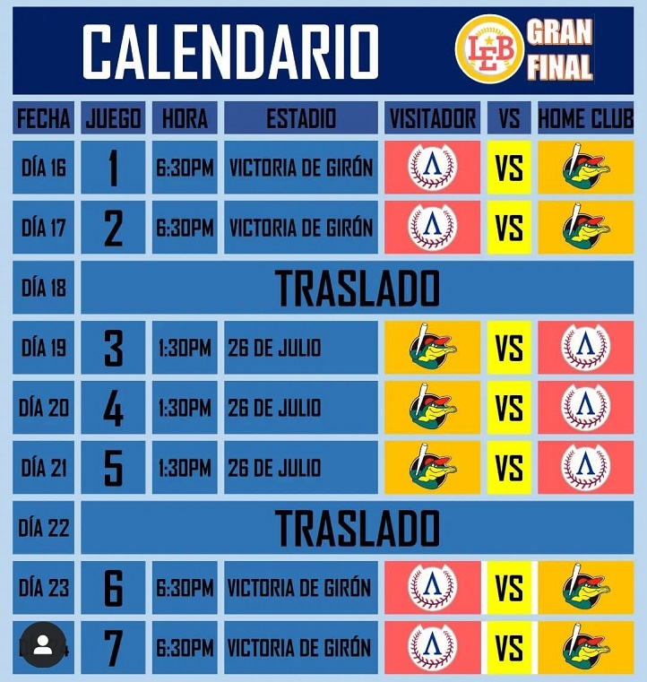 Calendario final de la Liga Nacional de Béisbol Calendario final de la Liga Nacional de Béisbol