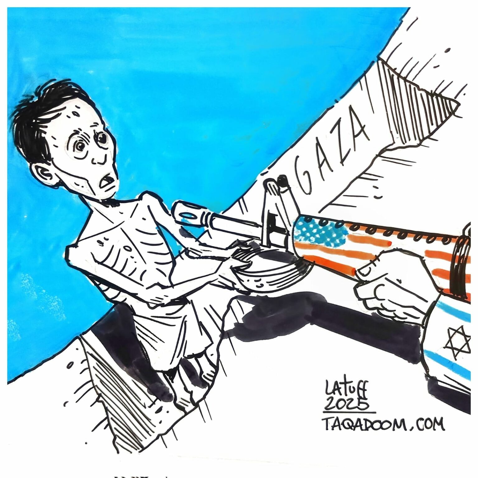 Dibujantes denuncian genocidio en Gaza.