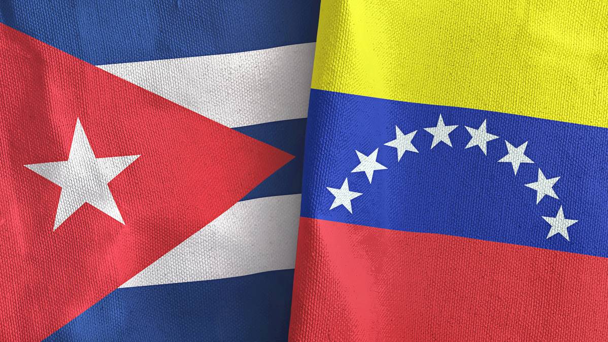 Banderas de Cuba y Venezuela. Banderas de Cuba y Venezuela.